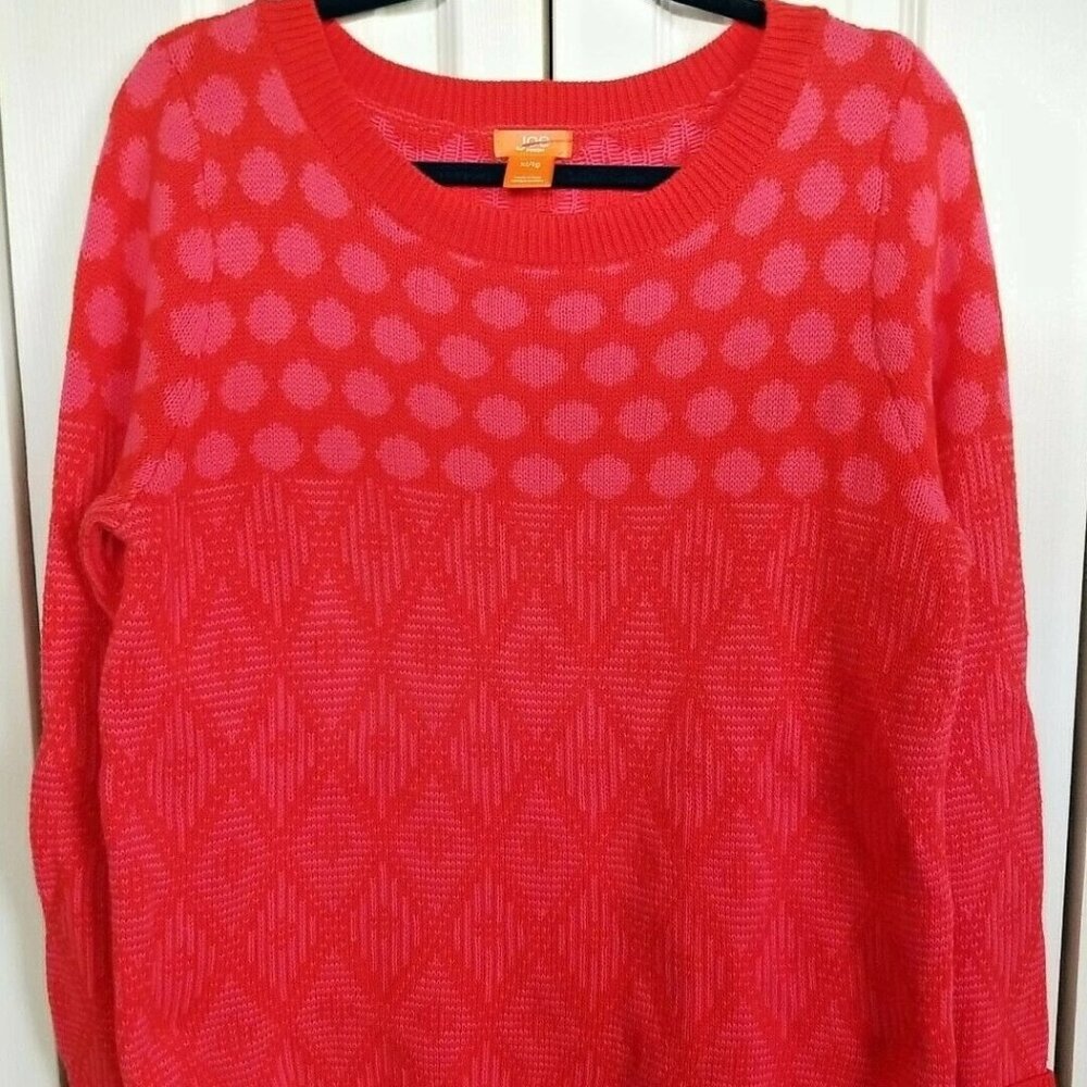 Geometric red and orange sweater